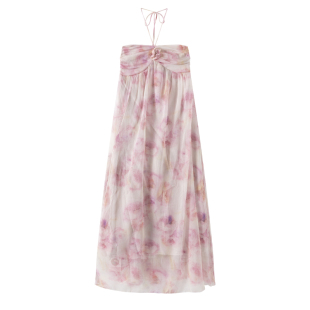 三亚海边法式沙滩裙度假连衣裙碎花女开叉长裙海岛绝美穿搭ootd