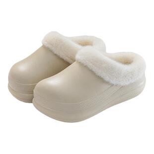 朴西棉拖鞋女款冬季外穿保暖防水防滑2025新款加厚增高耐磨包头拖