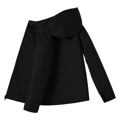 红豆薄绒保暖防水连帽外套男户外