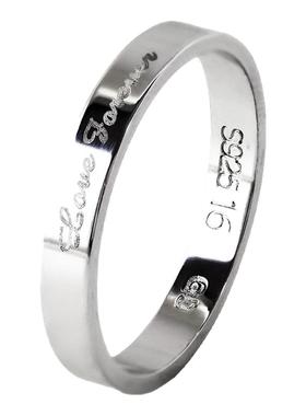 光面925纯银质感男女简约指环