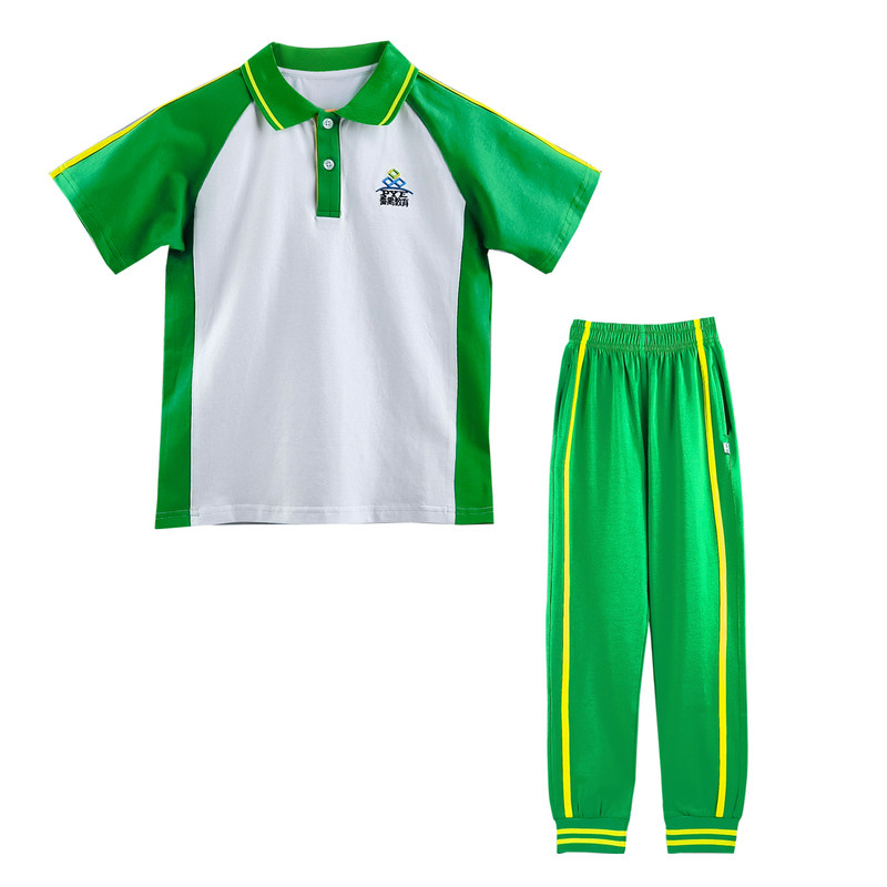 广州番禺区小学生校服长袖春夏薄款校服裤套装统一班服短袖夏装