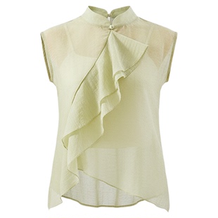 3633舞蹈服女现代短袖成人白色宽松飘逸形体练功网纱中国古典上衣