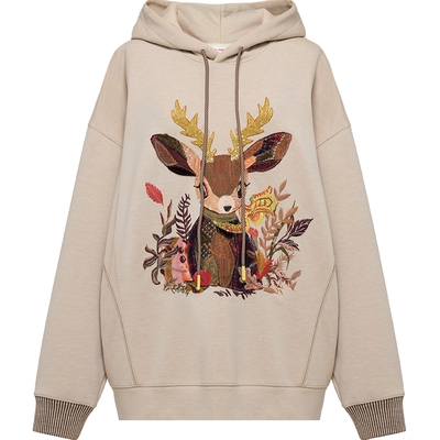 雅莹羊毛空气层贴布绣休闲卫衣