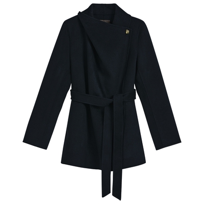 YINER音儿专选女装冬季一手长两用领羊毛羊绒混纺双面呢外套