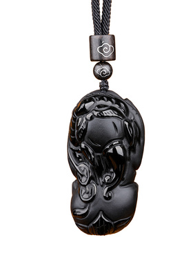 普陀山黑曜石貔貅吊坠情侣款挂件