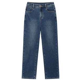 热风女士牛仔裤2025年春季新款女士基础款法棍牛仔裤显瘦窄脚长裤