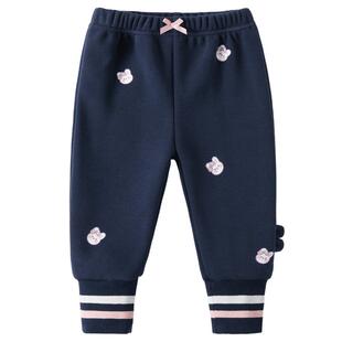 女童加绒打底裤3岁宝宝运动裤秋季婴儿秋装薄绒冬款5儿童裤子秋冬