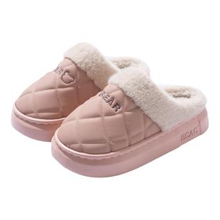 防水棉拖鞋女士秋冬季加绒加厚2025新款厚底踩屎感家居室内拖鞋男