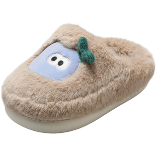 牧童宝宝拖鞋女宝冬季新款小朋友苹果毛毛棉拖鞋加绒保暖室内鞋男