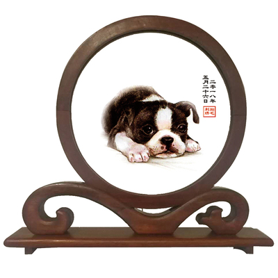 吉祥童子宝宝满月理发定制胎毛绣胎毛画婴幼儿纪念品萌萌2018