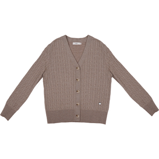 HONRN/红人立体绞花山羊绒羊毛衣针织衫开衫上衣女春秋HI55OM672