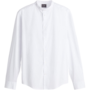 HM男装衬衫冬季男士合身版型休闲时尚中式领衬衫1240783