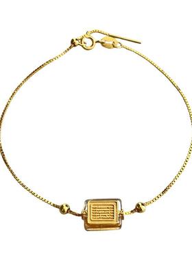 天然白水晶镶嵌手链纯银镀金女