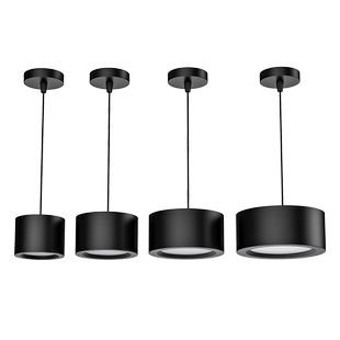 吊线筒灯店铺办公商用黑色15W吊装4寸明装LED灯24W无主灯吸顶吊灯