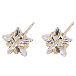 韩国10K黄金耳钉女新款ins闪亮钻明星百搭简约钻五角星耳骨钉单只