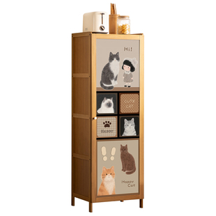 厨房餐边柜子小窄储物家用靠墙客厅咖啡茶水柜落地橱柜中古风置物