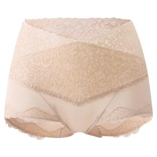 金三塔蚕丝内裤女蕾丝高腰收腹舒适弹力平脚内裤女