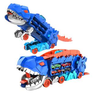 恐龙吞食变形车六一儿童节礼物变形吞噬霸王龙运输车合金车变形车