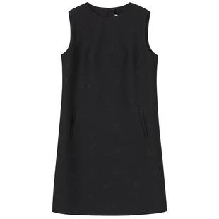 LANCY/朗姿冬季新款高级感无袖修身通勤短款羊毛气质小个子连衣裙