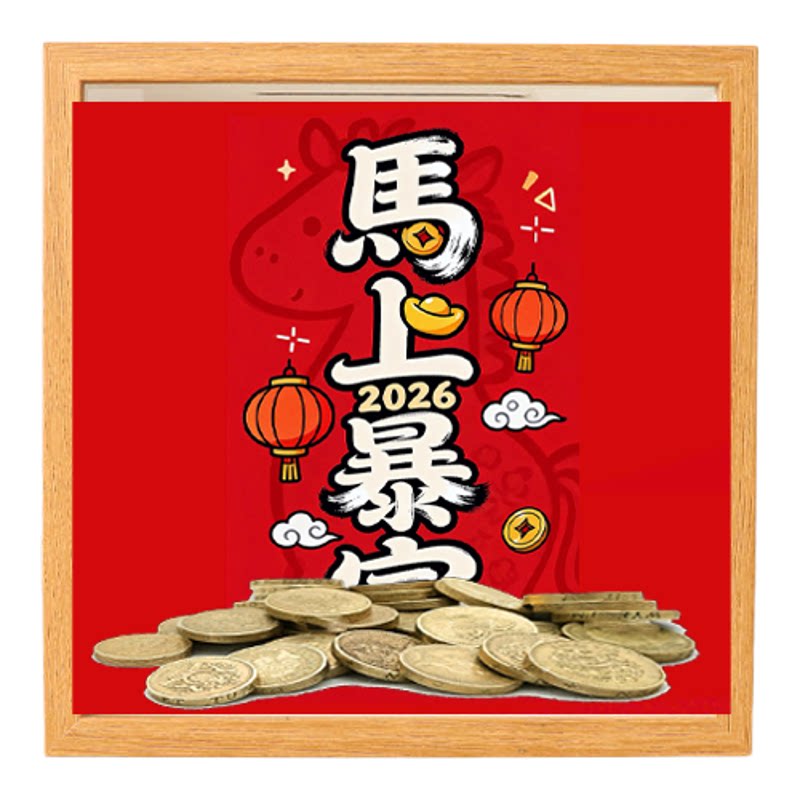 马上暴富木质开业招财摆台相框