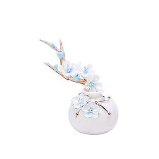 景德镇陶瓷白色蓝梅花水培瓶套组精美摆件车载茶台客厅装饰礼品