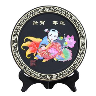 连年有余杨柳青杨家埠滩头年画摆件工艺品天津民俗礼品装饰品摆台