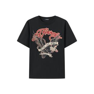 Ed Hardy埃德哈迪2026秋季新款男士合体正肩烫钻短袖T恤E1SAM046