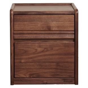 全友家居2025新款实木床头柜家用卧室收纳柜黑胡桃木床边小柜子