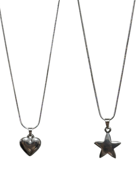 爱心五角星百搭钛钢项链