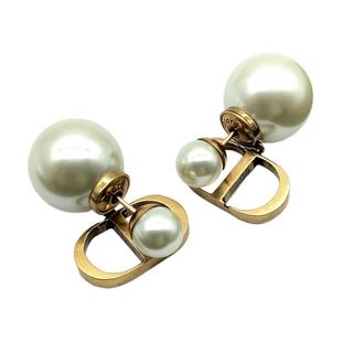 D家耳环2025新款爆款法式高级感轻奢CD大小双珍珠耳钉复古耳饰女