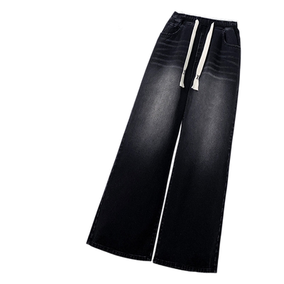 大码阔腿牛仔裤女春季直筒拖地裤