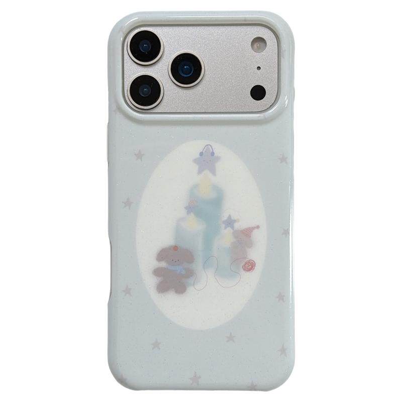 jze 小清新治愈星星蜡烛小狗插画适用苹果17ProMax手机壳iphone15新款16pro女13带链条15pro双层14防摔保护套