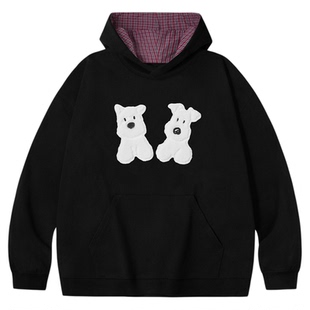 PSO Brand 男装女装西高地撞色格纹宽松长袖女士卫衣外套情侣装潮