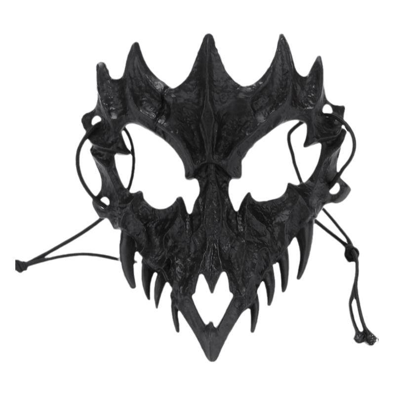 万圣节二次元半脸面罩黑色猛虎夜叉天狗人狼面具舞会演出cos装