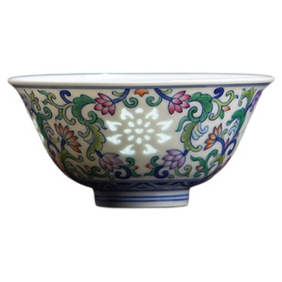 富玉窑景德镇陶瓷茶杯主人杯手绘青花玲珑斗彩缠枝莲压手杯茶碗杯