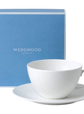 wedgwood纯白浮雕茶杯碟