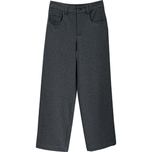 jin口棉~BC镶珠极简老钱风高腰直筒裤女百搭显瘦垂坠感休闲裤长裤