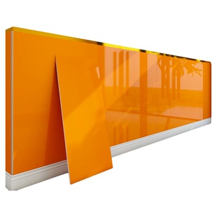 橙色墙纸仿瓷砖铝塑板自粘墙贴大尺寸墙裙护墙板幼儿园防水防潮