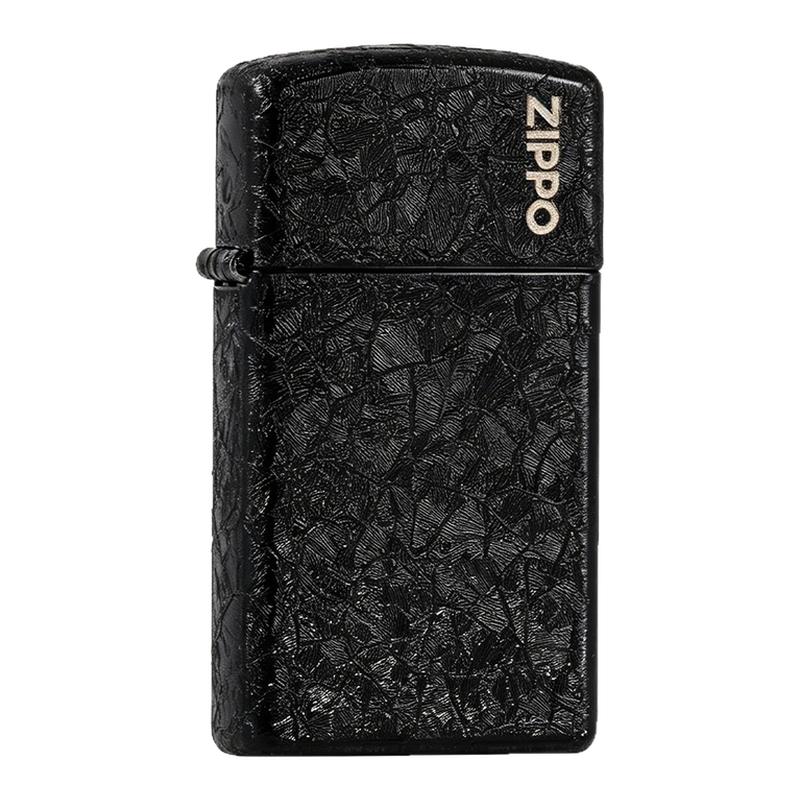 ZIPPO纤巧冰裂漆黑防风打火机