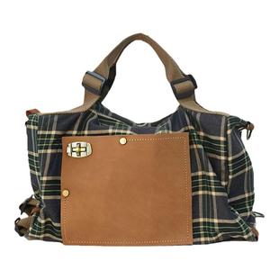 仟佰格美式复古双肩包大学生多功能手提斜挎两用女包大容量帆布包