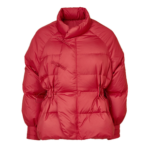 秸熙冬季新款复古国风小盘扣新中式红色羽绒服短款收腰显瘦面包服