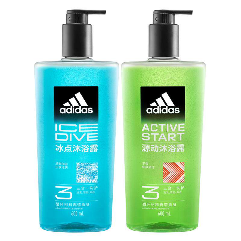 阿迪达斯三合一沐浴露600ml*2瓶