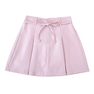 设计感休闲抽绳系带松紧高腰显瘦半身裙百褶裙防走光短裙a字裙女