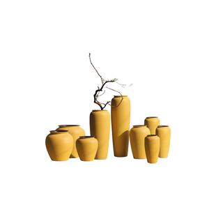 JOJO'S L. PD.紫泉涧.黄色陶瓷大号落地花瓶摆件三件套 | 厚意
