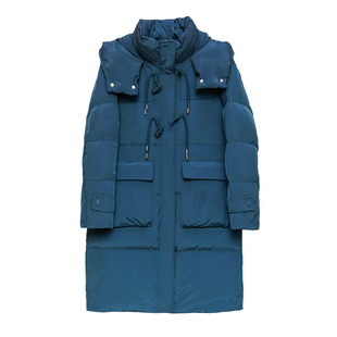 2025冬季新款韩版连帽欧货时尚过膝中长款加厚保暖羽绒服女款外套