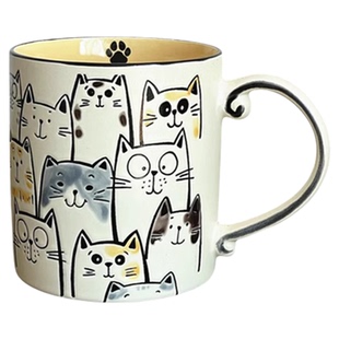 笑脸猫陶瓷手绘釉下彩牛奶杯700ml大容量早餐复古可爱情侣杯水杯