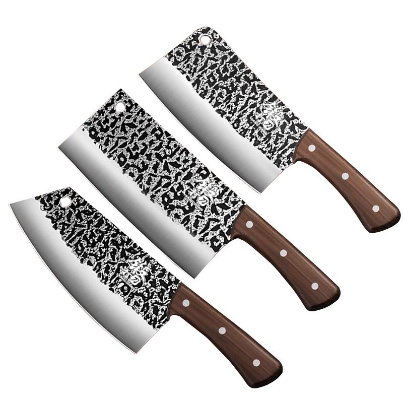 龙泉菜刀套装官方正品锰钢锻打家用锋利厨房专用切肉切片砍骨刀具