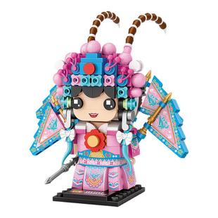 俐智loz小颗粒积木 中国风国潮戏曲京剧刀马旦小汽车拼装玩具礼物