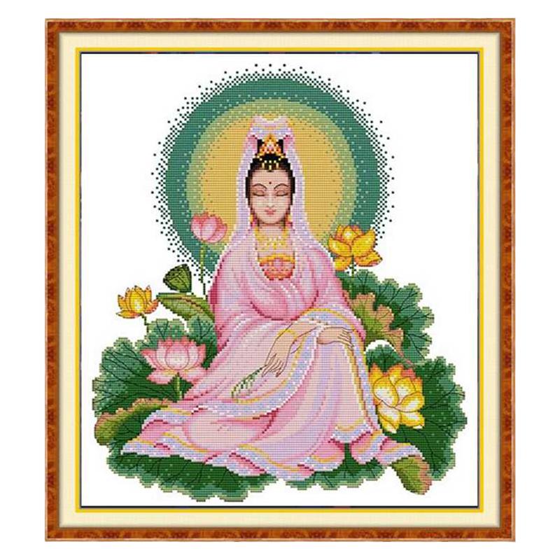 佛像坐莲观音十字绣观世音菩萨