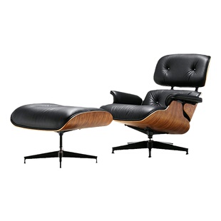 办公室伊姆斯躺椅头层牛皮eames椅子沙发椅客厅真皮设计师休闲椅